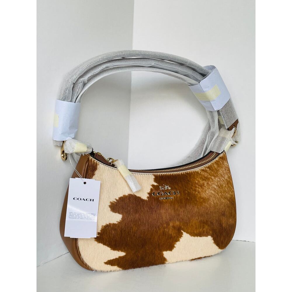 Coach Teri Cow Print Haircalf Shoulder Bag CDW45 Crossbody G - Picture 5 of 13